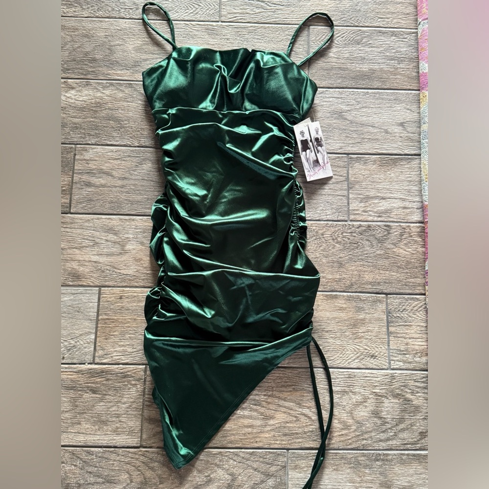 Elegant Green Satin Dress